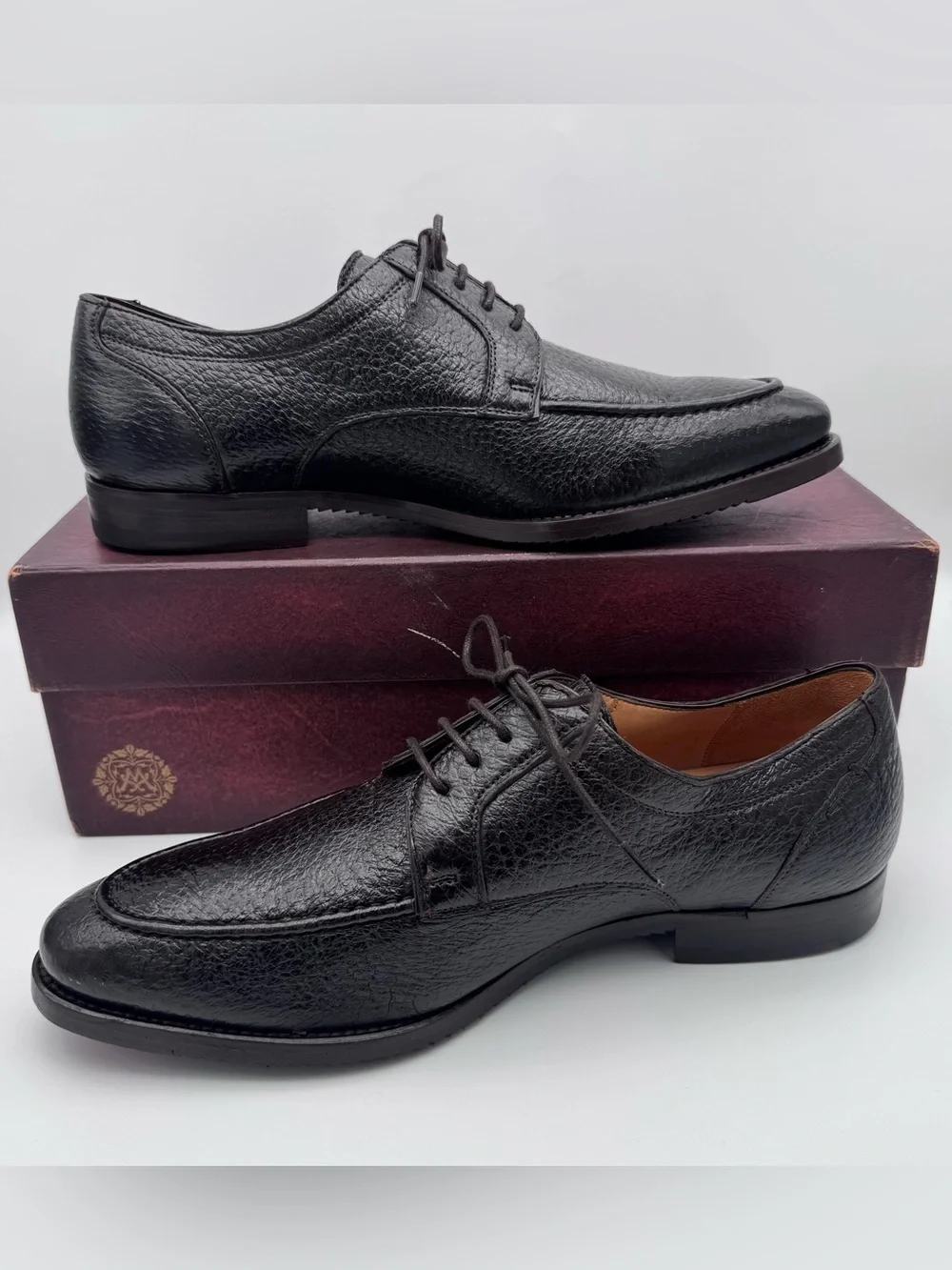 Mezlan Ponza Chocolate Brown Deerskin Leather Oxford Shoes Men 9 M Made In Spain